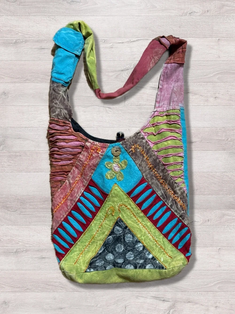 Y2K 2000s Hippie Boho Colorful Shoulder Bag Hobo Purse